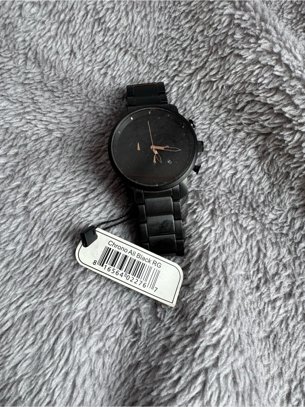 MVMT Men's Chrono 45mm Watch - All Black Rose Gold Link (NWT)